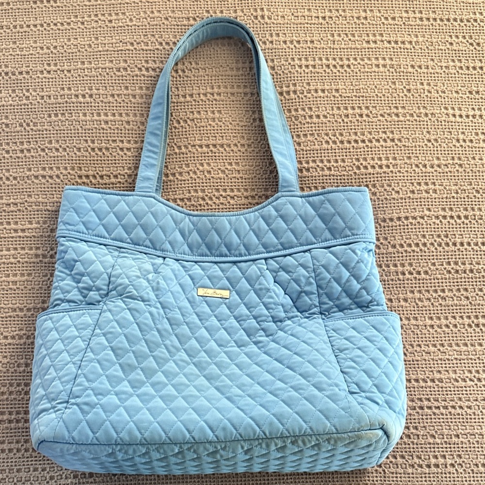 Vera Bradley Quilted Sky Blue Shoulder Tote
